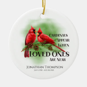  Red Cardinal Appears Memorial Photo   Ceramic Ornament