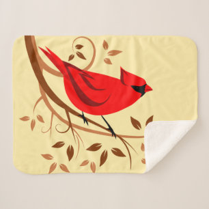Red Cardinal Art Sherpa Blanket