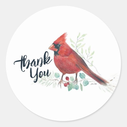 Red Cardinal Bird Art Classic Round Sticker