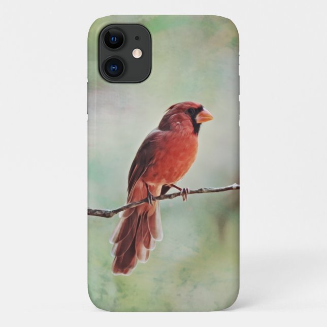 Red Cardinal Bird Art Nature Phone Case (Back)