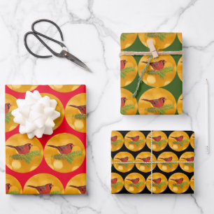 Red Cardinal Bird Art Wrapping Craft Paper