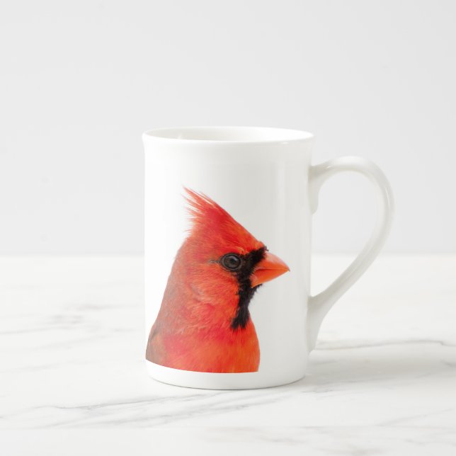 Red Cardinal Bird Bone China Mug (Right)