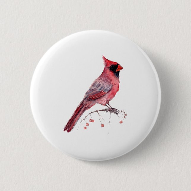 Red Cardinal Bird Button (Front)