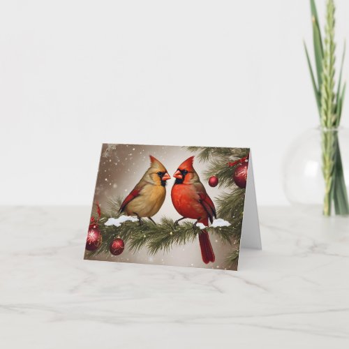 Red Cardinal Bird Christmas Card