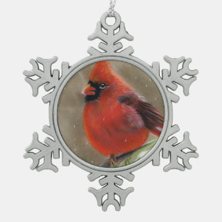Red Cardinal Bird  christmas Snowflake ornament
