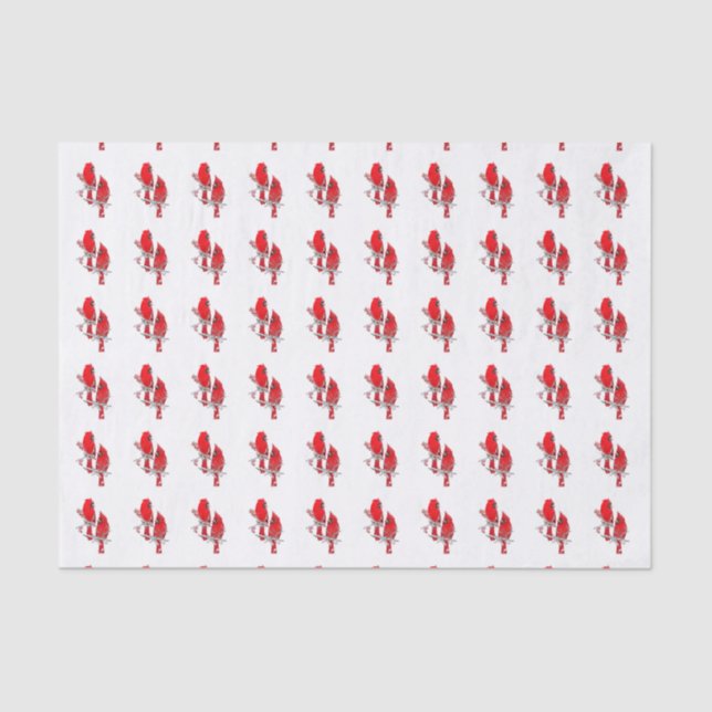 Red Cardinal Bird Christmas Tissue Paper (Front)