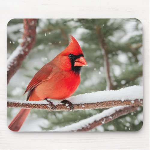 Red Cardinal Bird Close_Up Mouse Pad