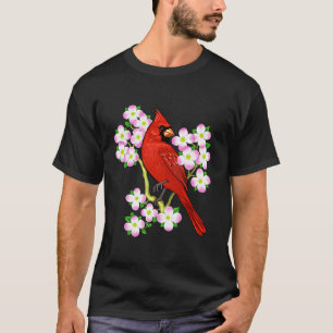 Red Cardinal Bird Dogwood Flower North Carolina Vi T-Shirt