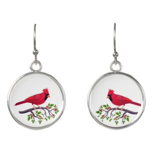 Red Cardinal Bird Earrings