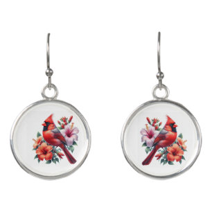 Red Cardinal Bird Earrings