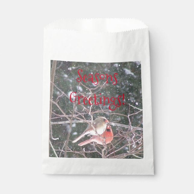 Red Cardinal Bird Favor Bag (Front)
