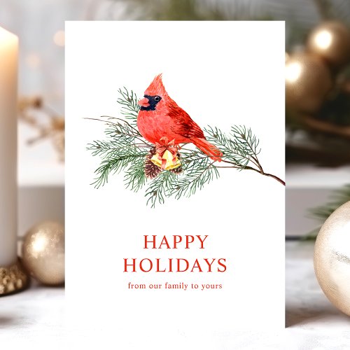 Red Cardinal Bird Happy Holidays Winter Christmas Holiday Card