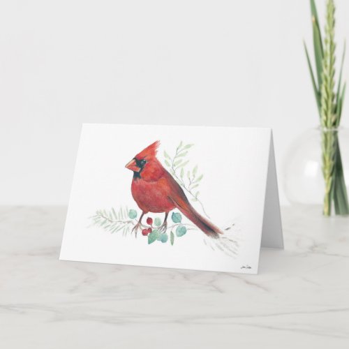 Red Cardinal Bird Holiday Card