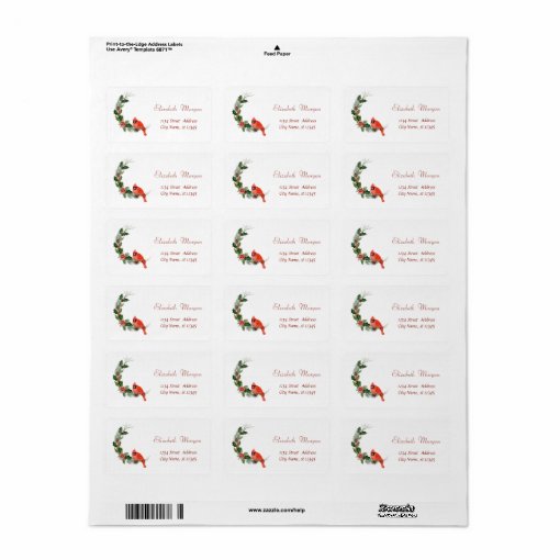 Red Cardinal Bird Holiday Label | Zazzle