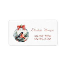 Red Cardinal Bird Holly Berry Ball Christmas