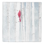 Red Cardinal Bird In Beautiful Snowy Birch Tree Duvet Cover at Zazzle