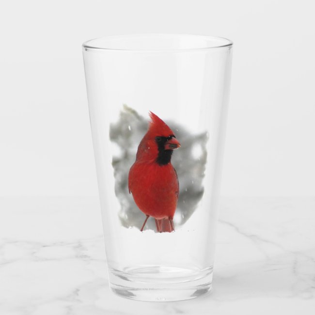 Red Cardinal Bird in Snow Glass Tumbler