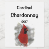 Red Cardinal Bird in White Snow Wine Label (Single Label)
