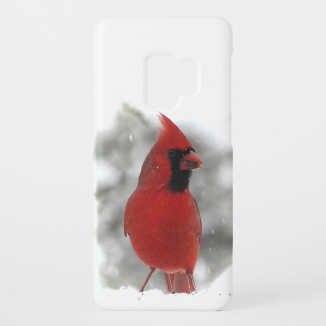 Red Cardinal Bird in Winter Snow Galaxy S9 Case