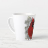 Red Cardinal Bird in Winter Snow Latte Mug (Left Angle)