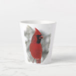 Red Cardinal Bird In Winter Snow Latte Mug at Zazzle