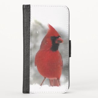 Red Cardinal Bird iPhone X Wallet Case