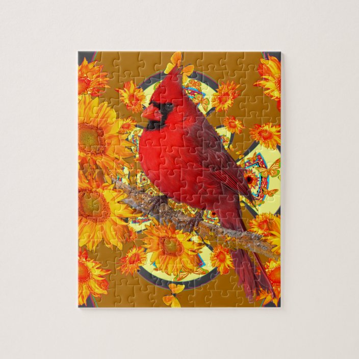red cardinal bird jigsaw puzzle Zazzle
