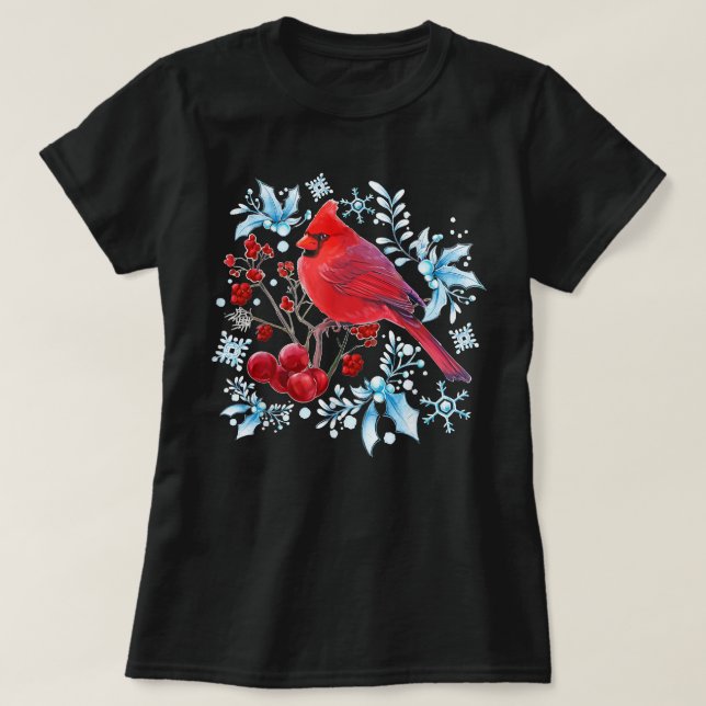 Red Cardinal Bird Lovers Birdwatching Christmas Bi T-Shirt (Design Front)