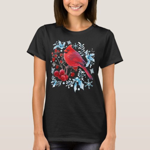 Red Cardinal Bird Lovers Birdwatching Christmas Bi T_Shirt