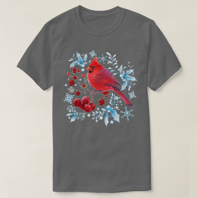 Red Cardinal Bird Lovers Birdwatching Christmas Bi T-Shirt (Design Front)