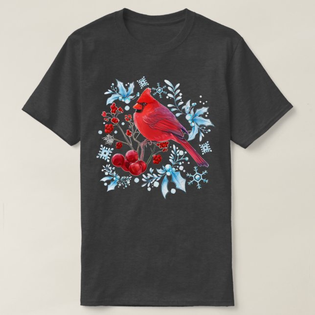 Red Cardinal Bird Lovers Birdwatching Christmas Bi T-Shirt (Design Front)