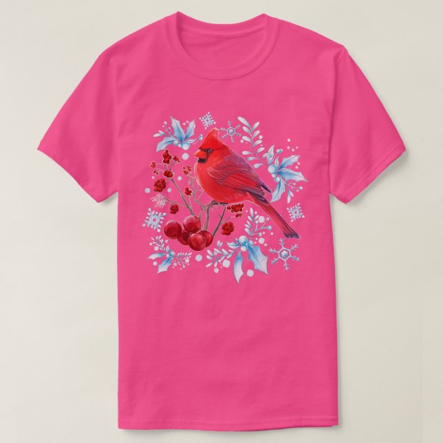 Red Cardinal Bird Lovers Birdwatching Christmas Bi T-Shirt (Design Front)