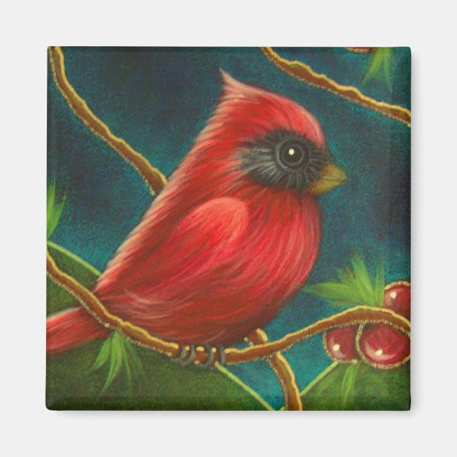 RED CARDINAL BIRD MAGNET (Front)