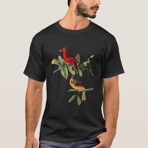Red Cardinal Bird Male Female Gift For Cardinal Bi T_Shirt
