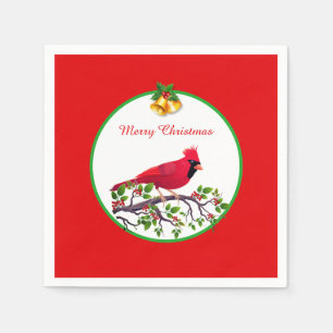 Red Cardinal Bird on Tree Branch Napkins
