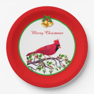 Red Cardinal Bird on Tree Branch
