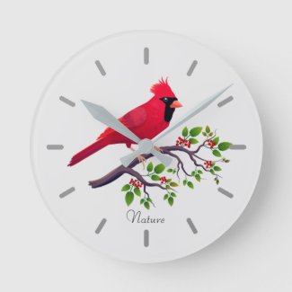 Red Cardinal Bird on Tree Branch
