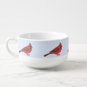 Red Cardinal Bird Pattern Soup Mug