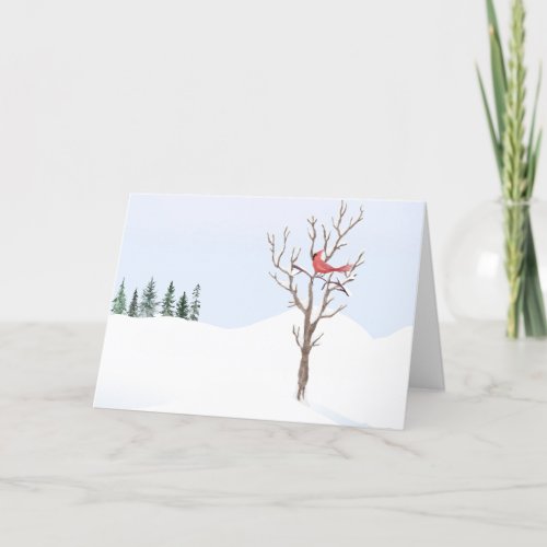 Red Cardinal Bird Peace On Earth Merry Christmas Holiday Card