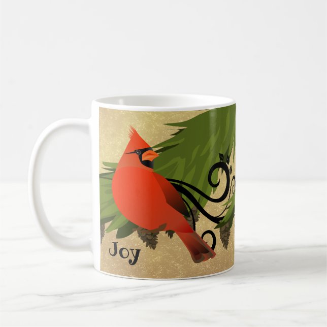 Red Cardinal Bird Personalized Christmas Mug (Left)