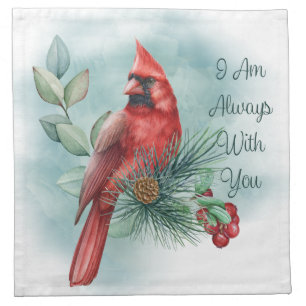Red Cardinal Bird Remembering You Saying Cloth Napkin