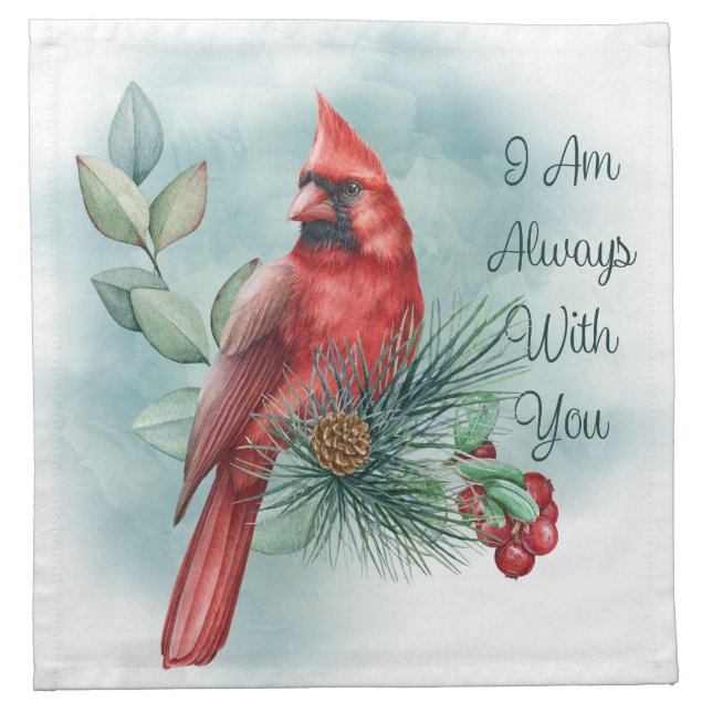 Red Cardinal Bird Remembering You Saying Cloth Napkin (Front)