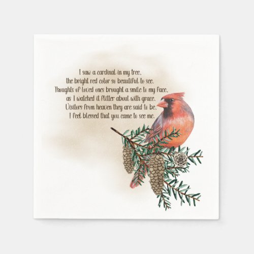 Red Cardinal Bird Remembering You Saying Napkins