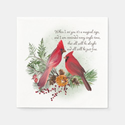 Red Cardinal Bird Remembering You Saying Napkins