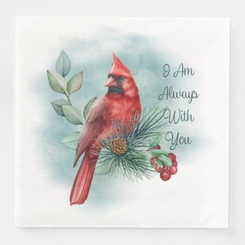 Red Cardinal Bird Remembering You Saying Paper Dinner Napkins