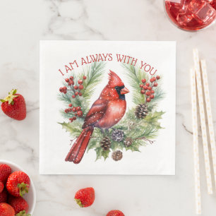 Red Cardinal Bird Remembering You Winter Christmas Paper Dinner Napkins