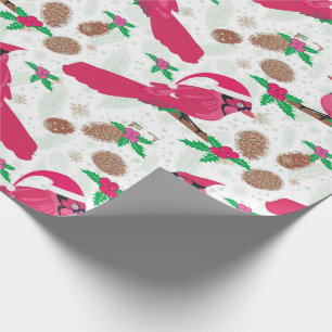 Red Cardinal Bird santa Wrapping Paper