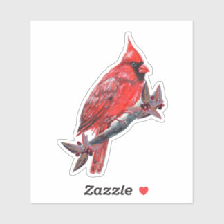 Red cardinal bird sticker Renee Lavoie