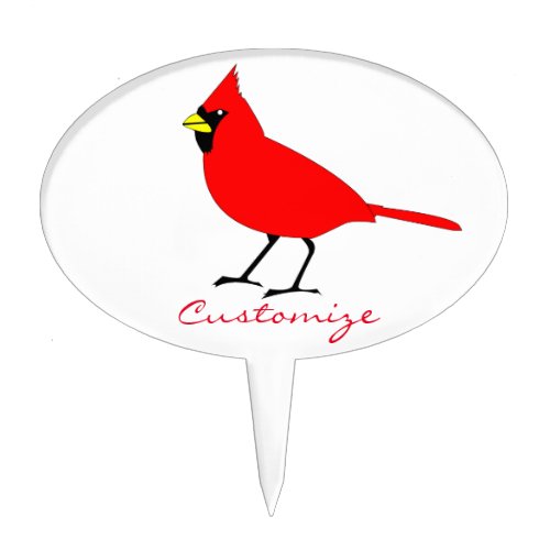 Red Cardinal Bird Thunder_Cove Cake Topper