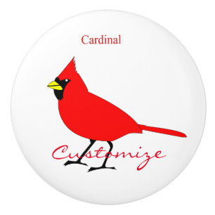 Red Cardinal Bird Thunder_Cove Ceramic Knob